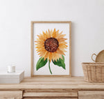 Sunflower Print Yellow Watercolour Wall Art