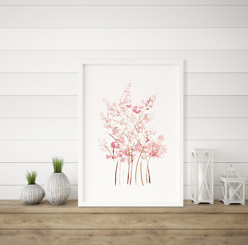 Girl's Nursery Art Pink Baby's Breath Watercolour Print