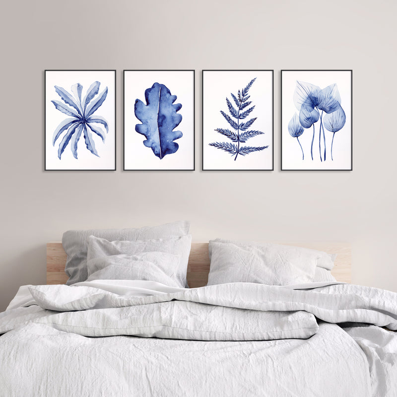 4 Set Hamptons Canvasses and Prints Birds Nest + Oak + Silver Fern + Homalomena