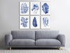 Set of 6 Blue Hamptons Canvasses and Prints Watercolour Wall Decor