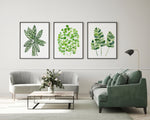 Green Leaf Prints and Canvasses Watercolour Plant Artwork Lounge Room Decor