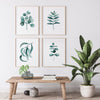Blue Green Gum Leaf Print Set of 4