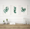 Set of 3 Jade Green Botanical Wall Art Gum Leaf Prints