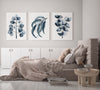 Set of 3 Blue Grey Eucalyptus Leaf Print