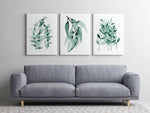 Set of 3 Blue Green Eucalyptus Leaf Watercolour Prints