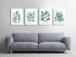 Blue Green Eucalyptus Leaf Watercolour Print Set of 4