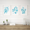 Set of 3 Blue Gum Leaf Watercolour Wall Art Print Set