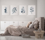 Set of 4 Grey Eucalyptus Leaf Print Set