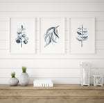 Grey Eucalyptus Leaf Print Set of 3