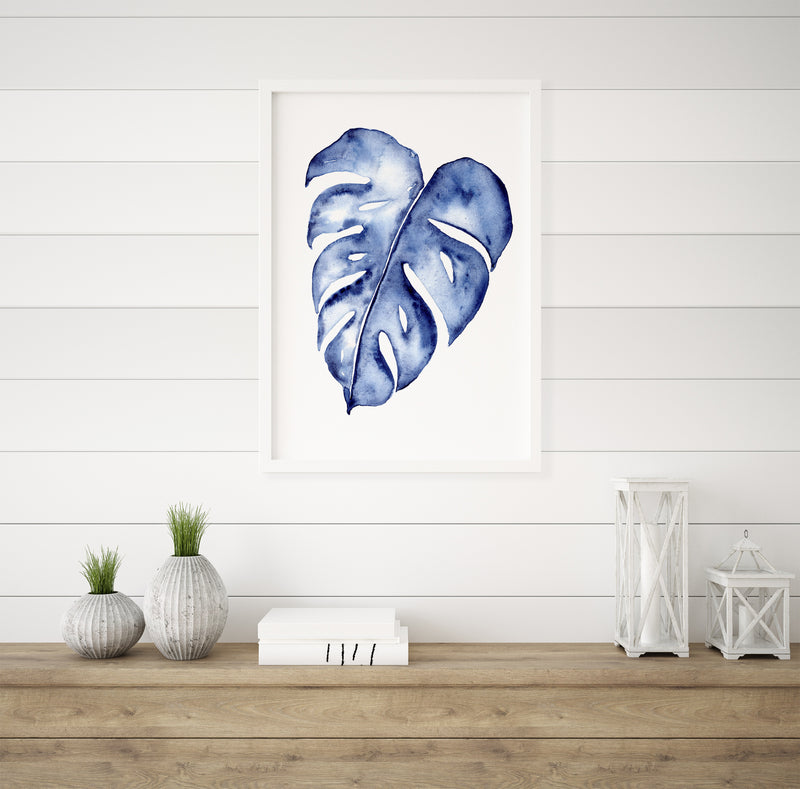 Monstera Watercolour Wall Art Print Canvas and Print