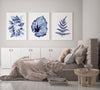 Blue Foliage Watercolour Art Canvas and Prints Set of 3