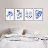 Homalomena + Philodendron Hope + Small Leaved + Monstera Set of 4 Blue Hamptons Canvasses and Prints