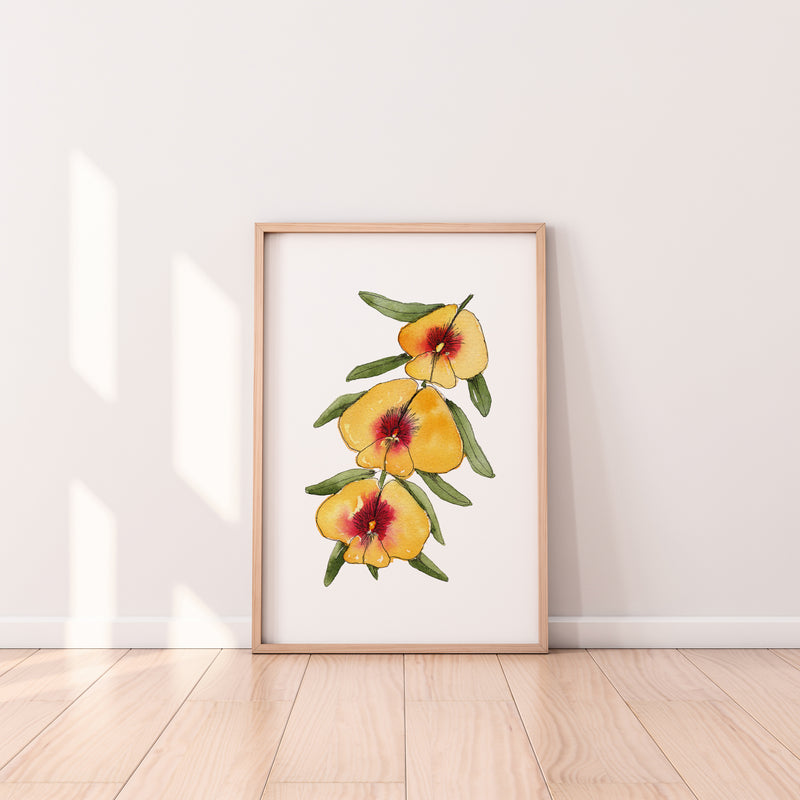 Golden Pea Flower Wall Art Print