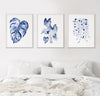 Blue Hamptons Plant Canvas and Prints Set of 3