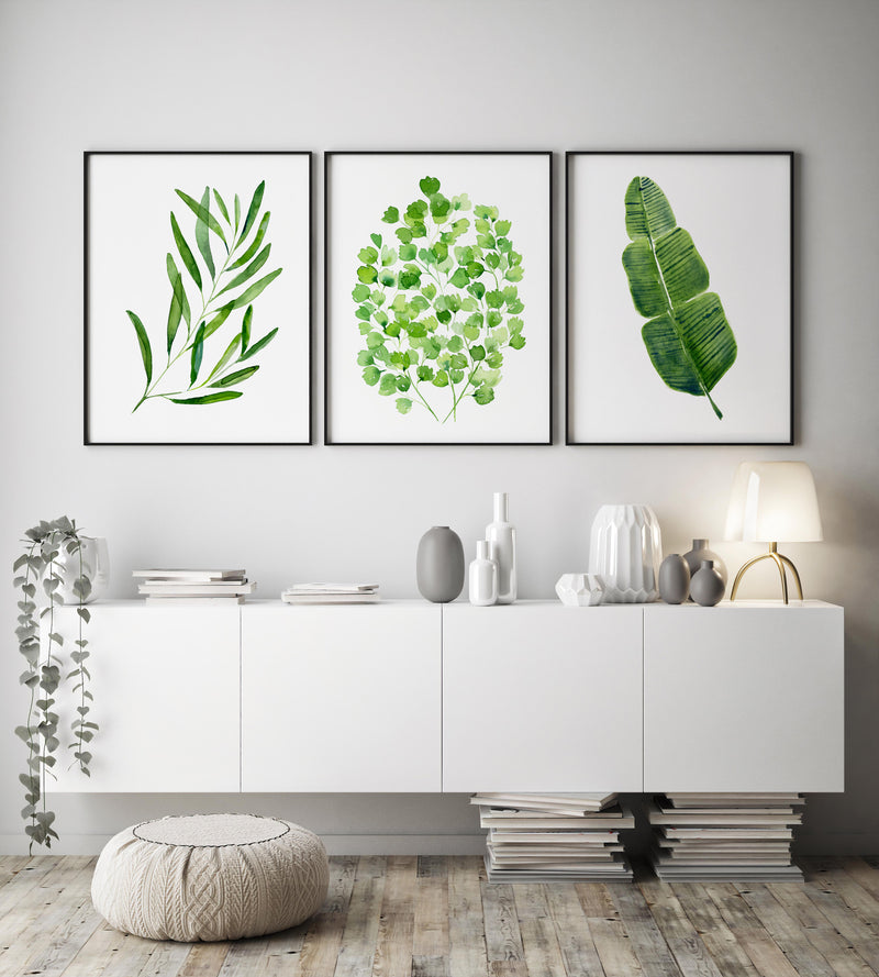 Olive + Fern + Banana Leaf Prints and Canvasses Green Artwork Lounge Room Decor Watercolour Plants