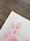 Original Pink Gum Leaves Watercolour Wall Art Set of 2 Size 5 x 7 in