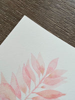 Set of 3 Original Watercolour Pink Gum Leaf Paintings 5 x 7 in