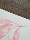 Set of 3 Original Watercolour Pink Gum Leaf Paintings 5 x 7 in