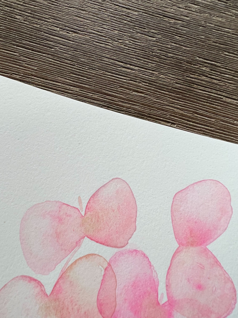 Set of 3 Original Watercolour Pink Gum Leaf Paintings 5 x 7 in