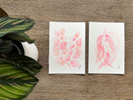 Original Pink Gum Leaves Watercolour Wall Art Set of 2 Size 5 x 7 in