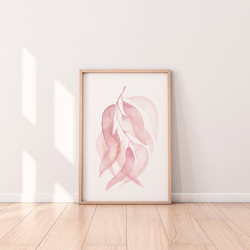 Pink gum leaf art print girl's bedroom decor watercolour art  (5)