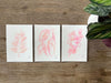 Set of 3 Original Watercolour Pink Gum Leaf Paintings 5 x 7 in