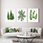 Green Lounge Room Art Watercolour Botanical Leaf Prints and Canvasses