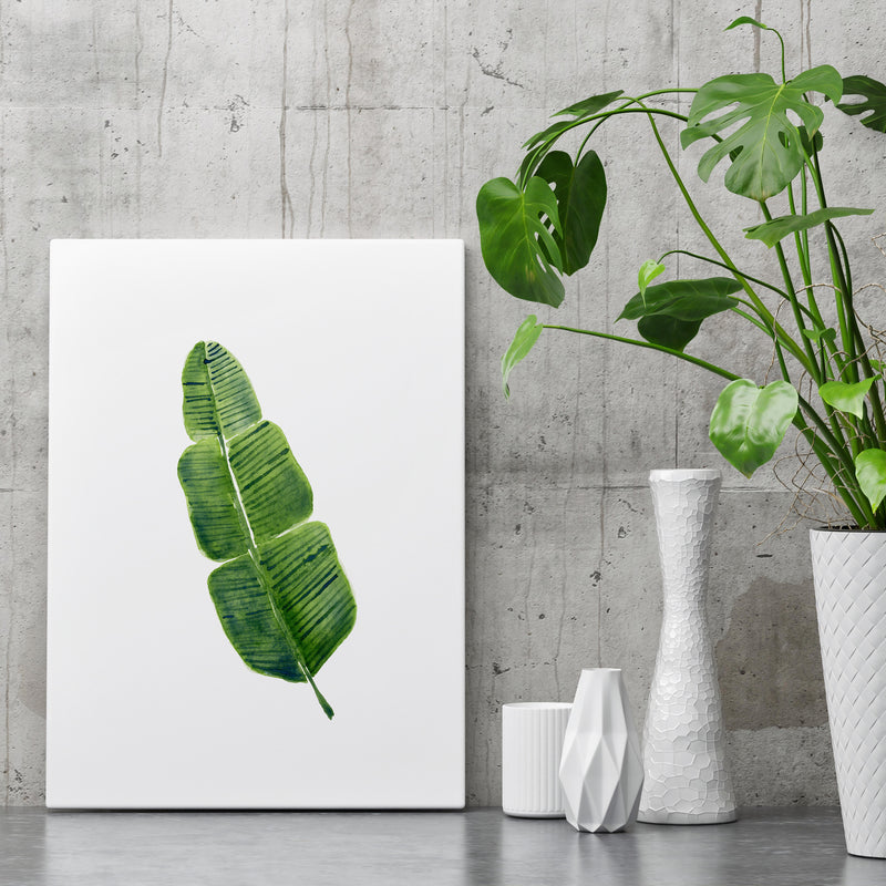 Tropical Watercolour Banana Leaf Print Green Wall Art Decor