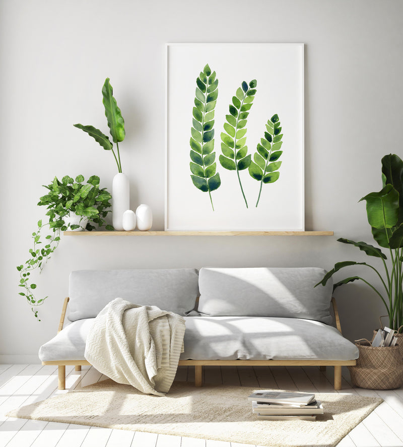 Fern Wall Art Royal Fern Watercolour Print Green Wall Decor